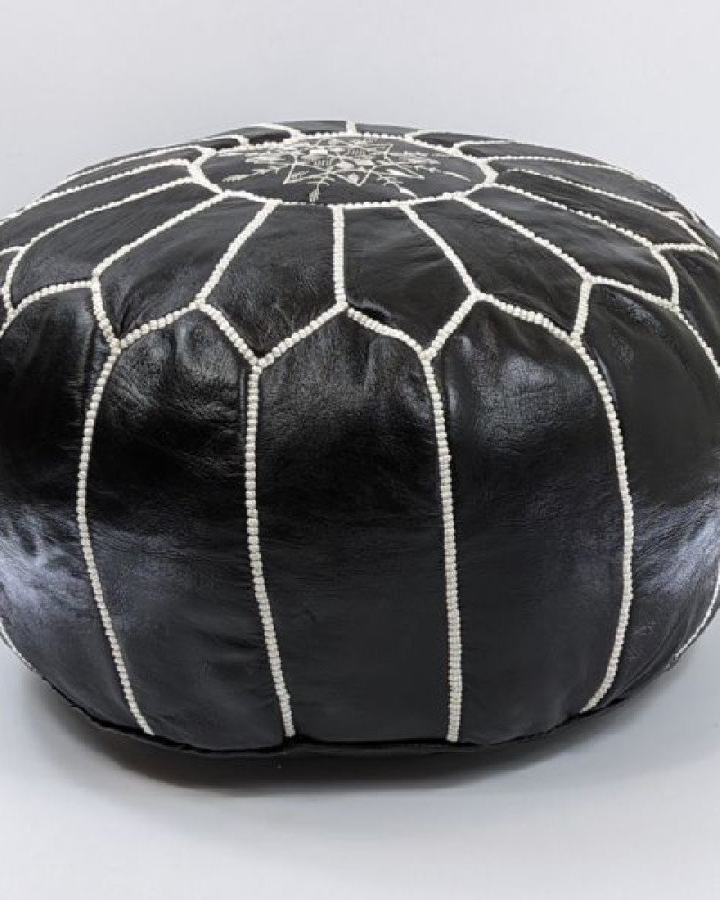 Sittpuff -Marockansk skinnpuff Svart-vitt Sittpuff -Marockansk skinnpuff Svart-vitt