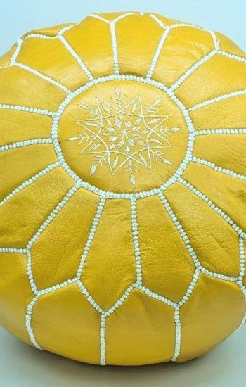 Sittpuff -Marockansk skinnpuff gulvit