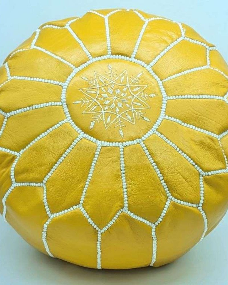 Sittpuff -Marockansk skinnpuff gulvit