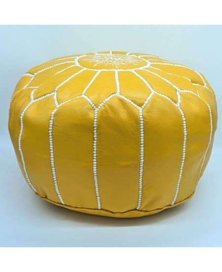 Sittpuff -Marockansk skinnpuff gulvit