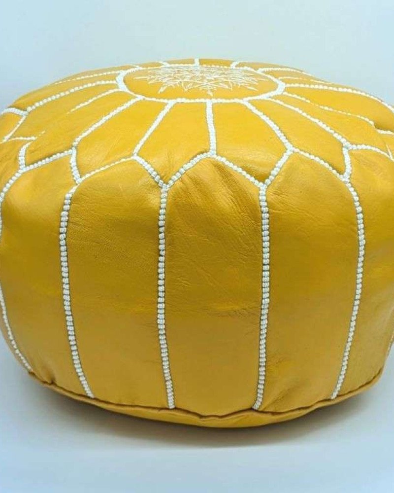 Sittpuff -Marockansk skinnpuff gulvit Sittpuff -Marockansk skinnpuff gulvit