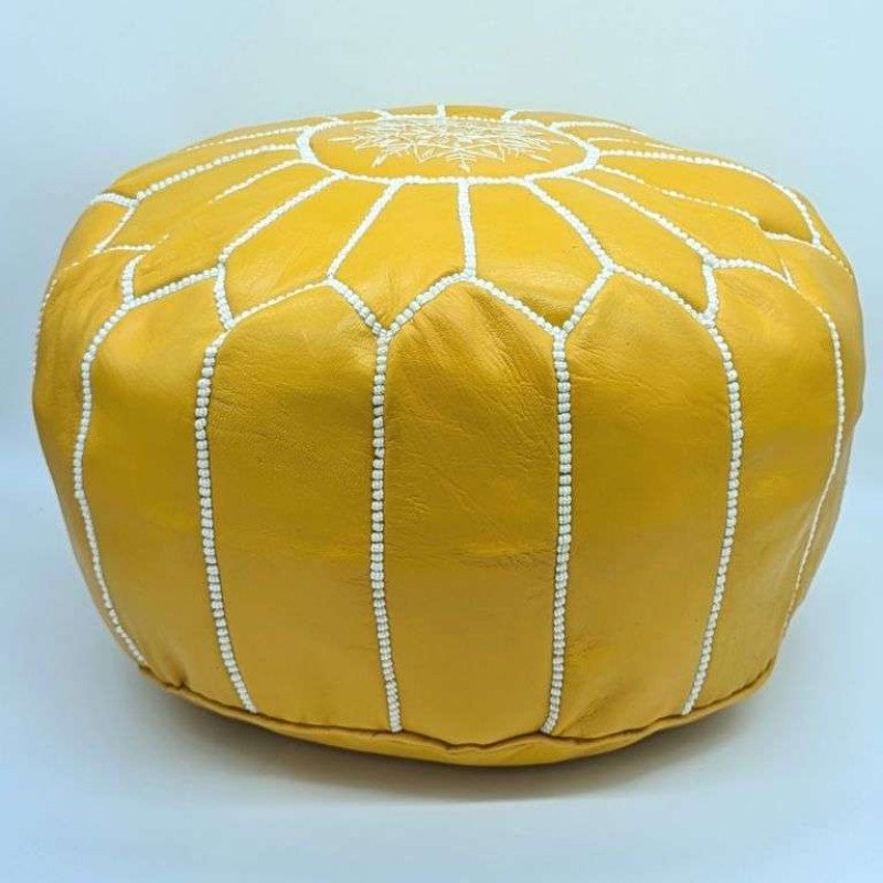 Sittpuff -Marockansk skinnpuff gulvit